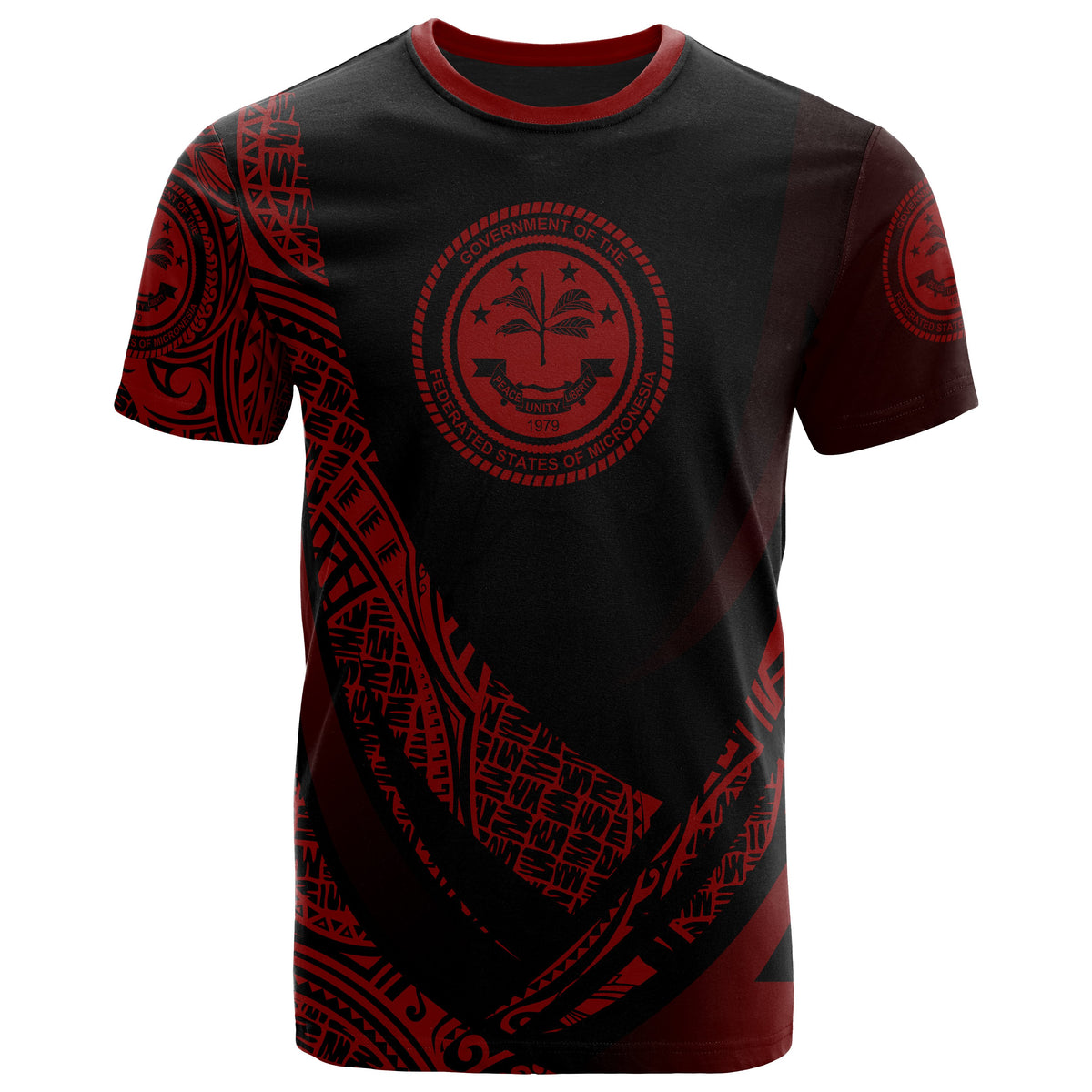 Federated States of Micronesia T Shirt Red Polynesian Patterns Sport Style Unisex Black - Polynesian Pride