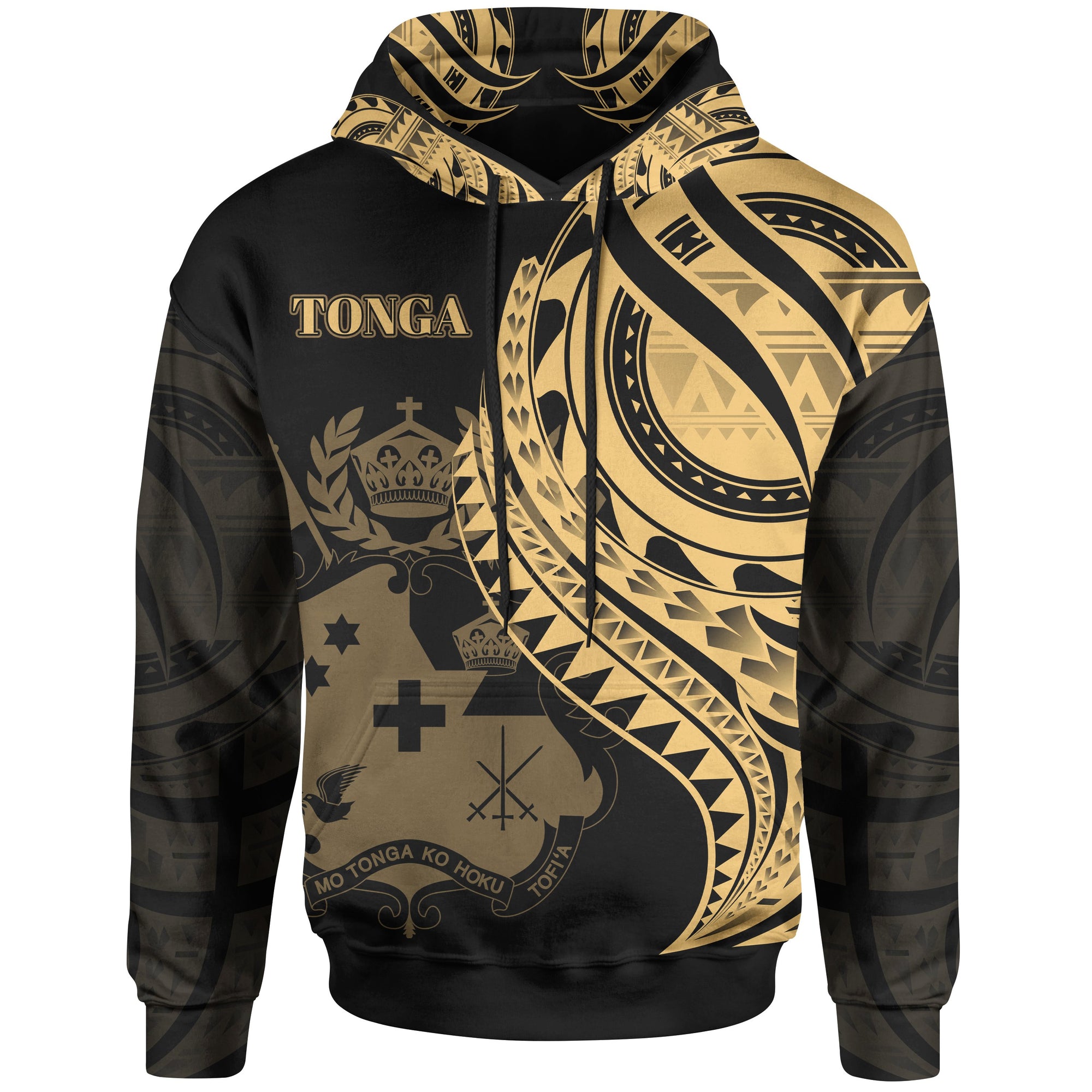 Tonga Hoodie Gold Polynesian Patterns Best Tonga Ever Unisex Black - Polynesian Pride