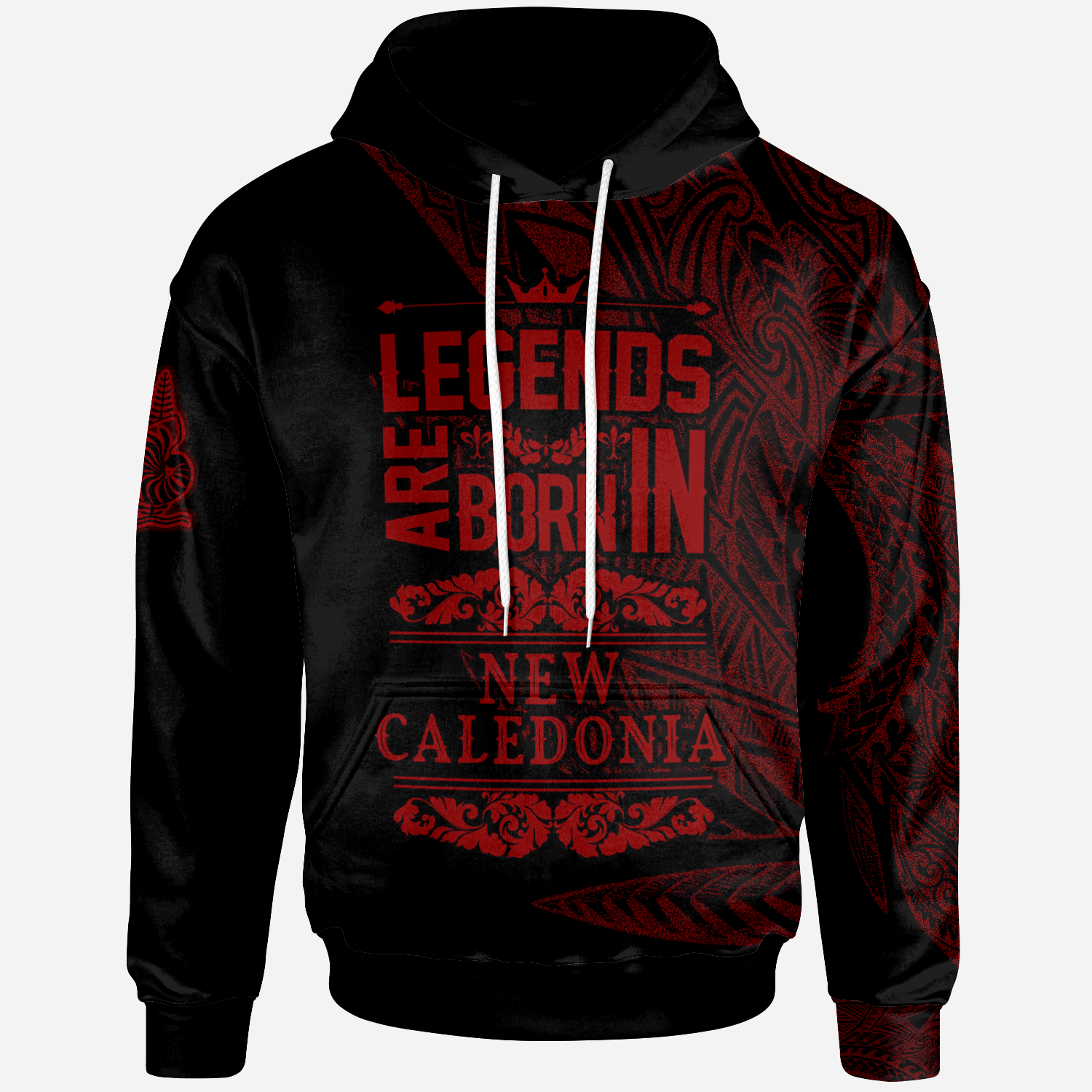 New Caledonia Hoodie Legends Are Born In Red Color Unisex Red - Polynesian Pride