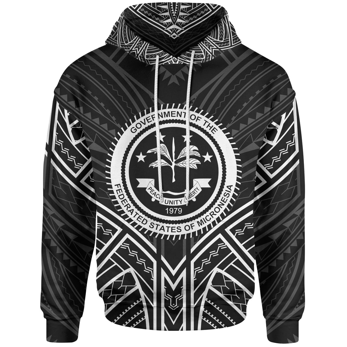Federated States of Micronesia Hoodie Federated States of Micronesia Seal Black Tribal Patterns Unisex Black - Polynesian Pride