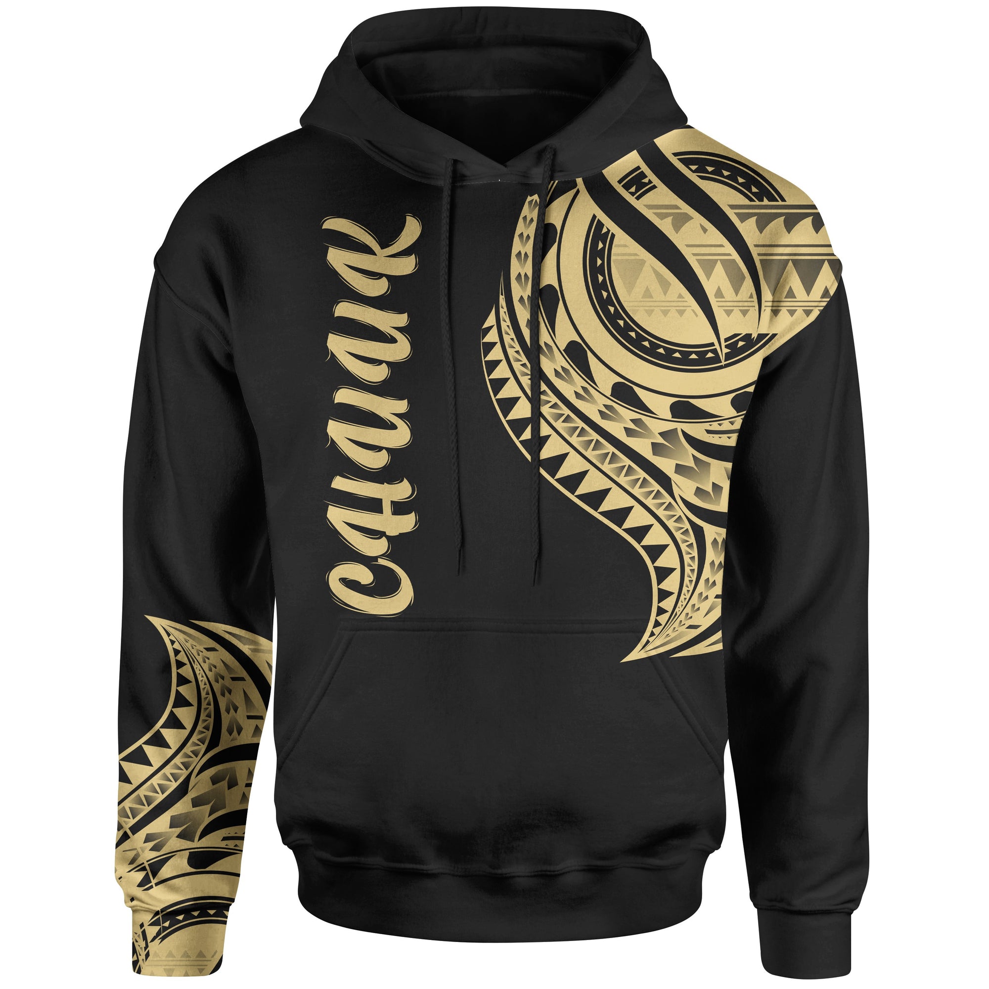 Chuuk State Hoodie Chuuk State Tatau Gold Patterns Unisex Black - Polynesian Pride