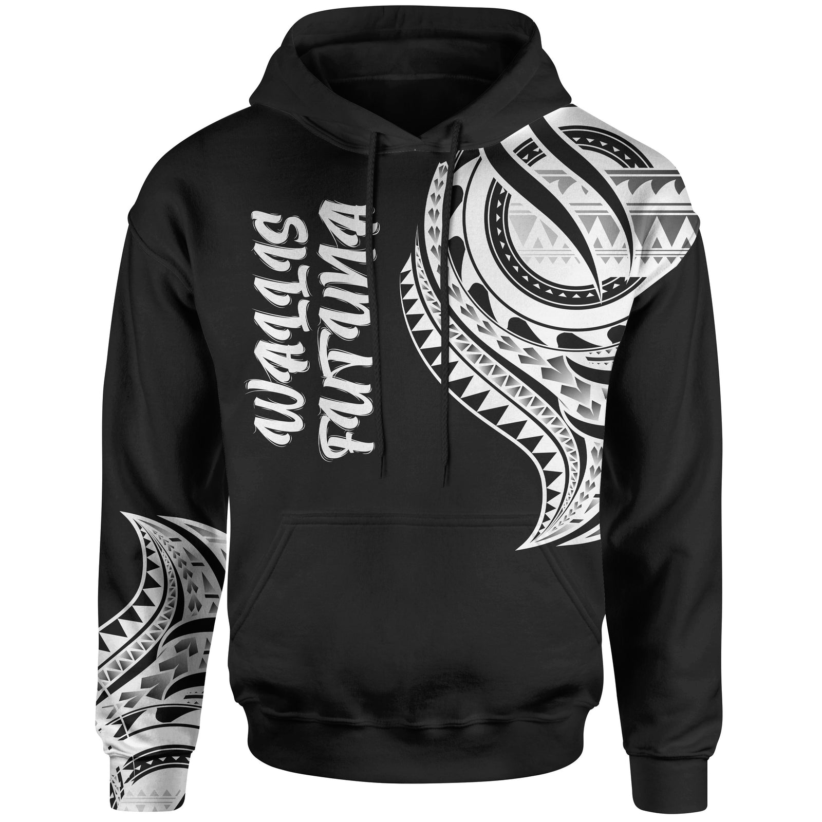 Wallisnd Futuna Hoodie Wallisnd Futuna Tatau White Patterns Unisex Black - Polynesian Pride