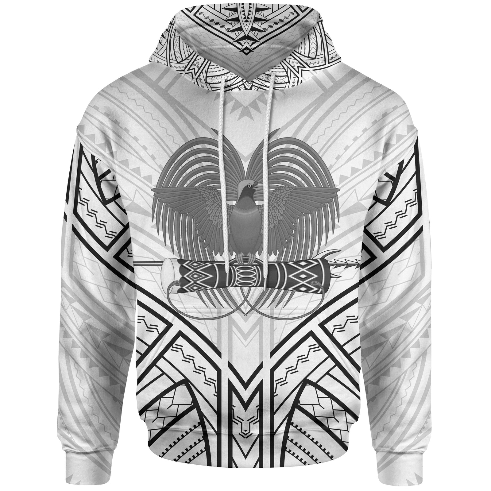 Papua New Guinea Hoodie Papua New Guinea Seal Tribal Patterns Unisex White - Polynesian Pride
