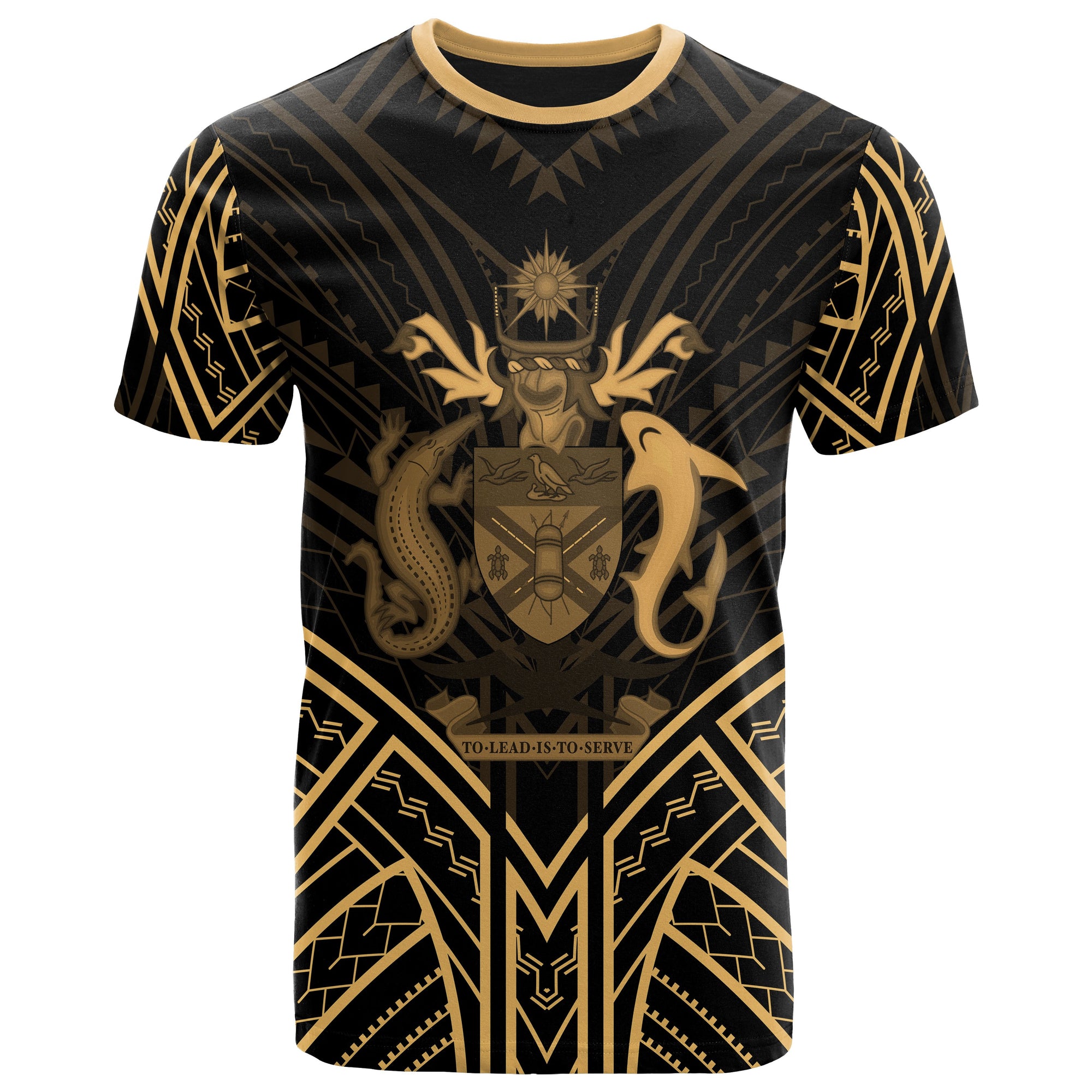 Solomon Islands T Shirt Solomon Islands Seal Tribal Gold Color Patterns Unisex Black - Polynesian Pride