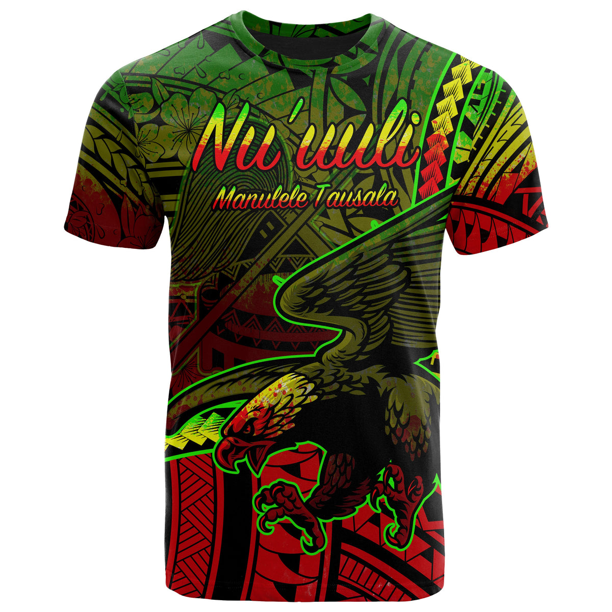 American Samoa T Shirt Nuuuli Polynesian Reggae Patterns Unisex Black - Polynesian Pride
