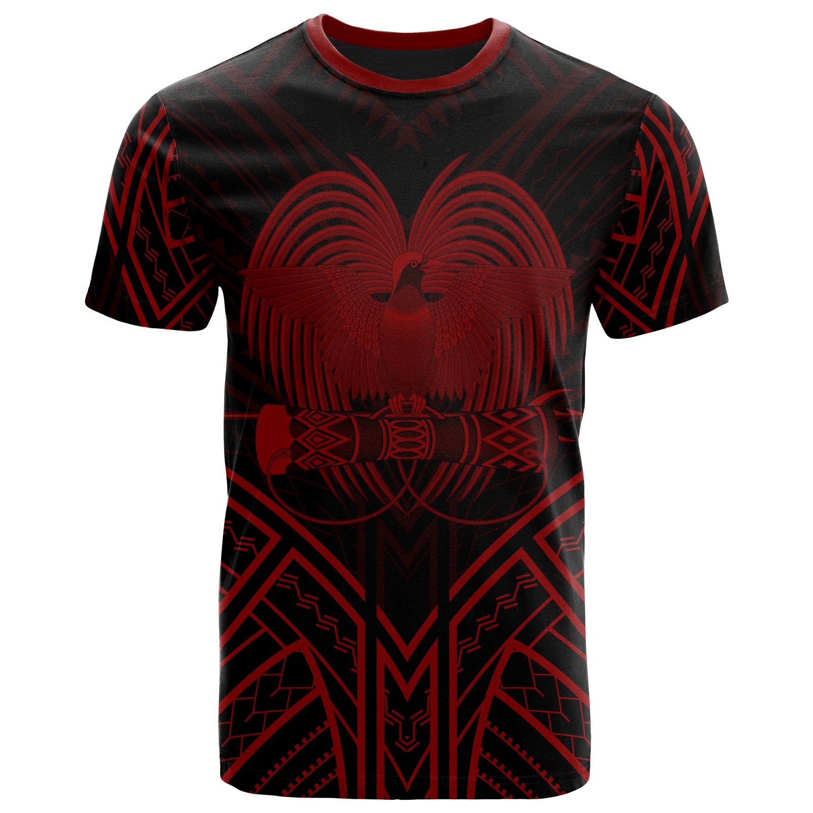 Papua New Guinea T Shirt Papua New Guinea Seal Tribal Red Color Patterns Unisex Black - Polynesian Pride