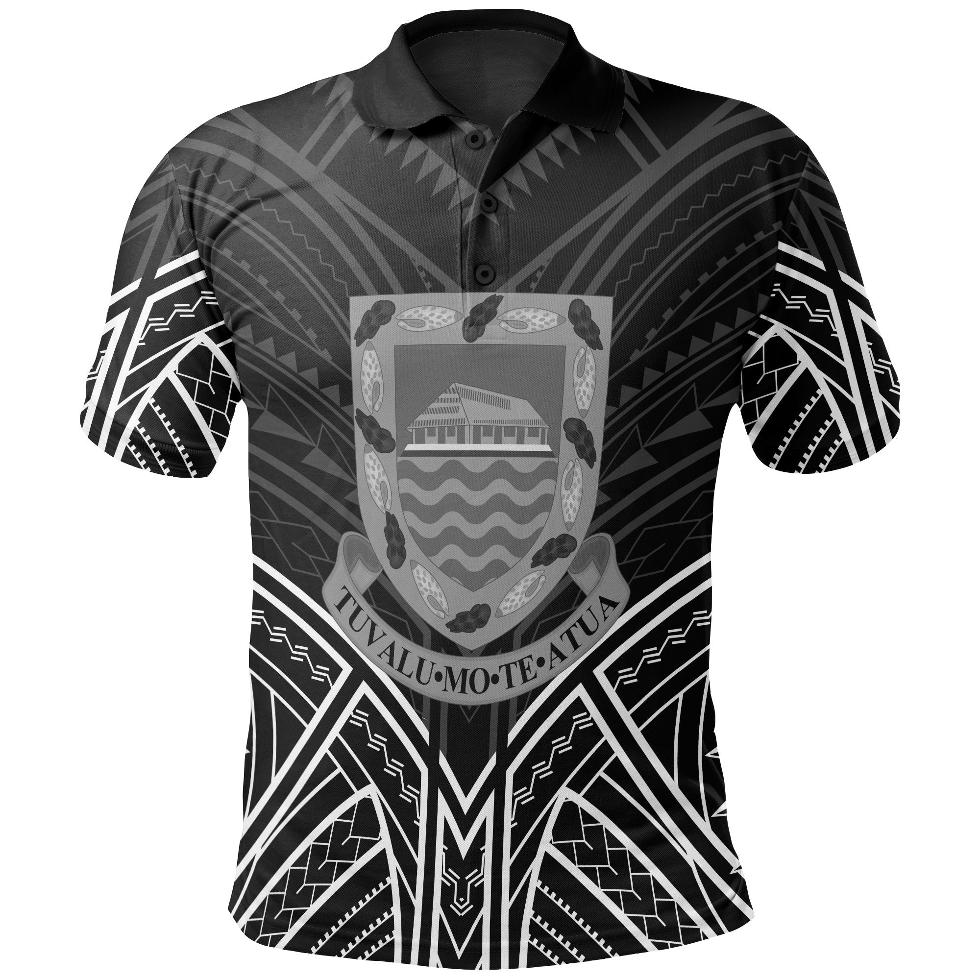 Tuvalu Polo Shirt Tuvalu Seal Black Tribal Patterns Unisex White - Polynesian Pride