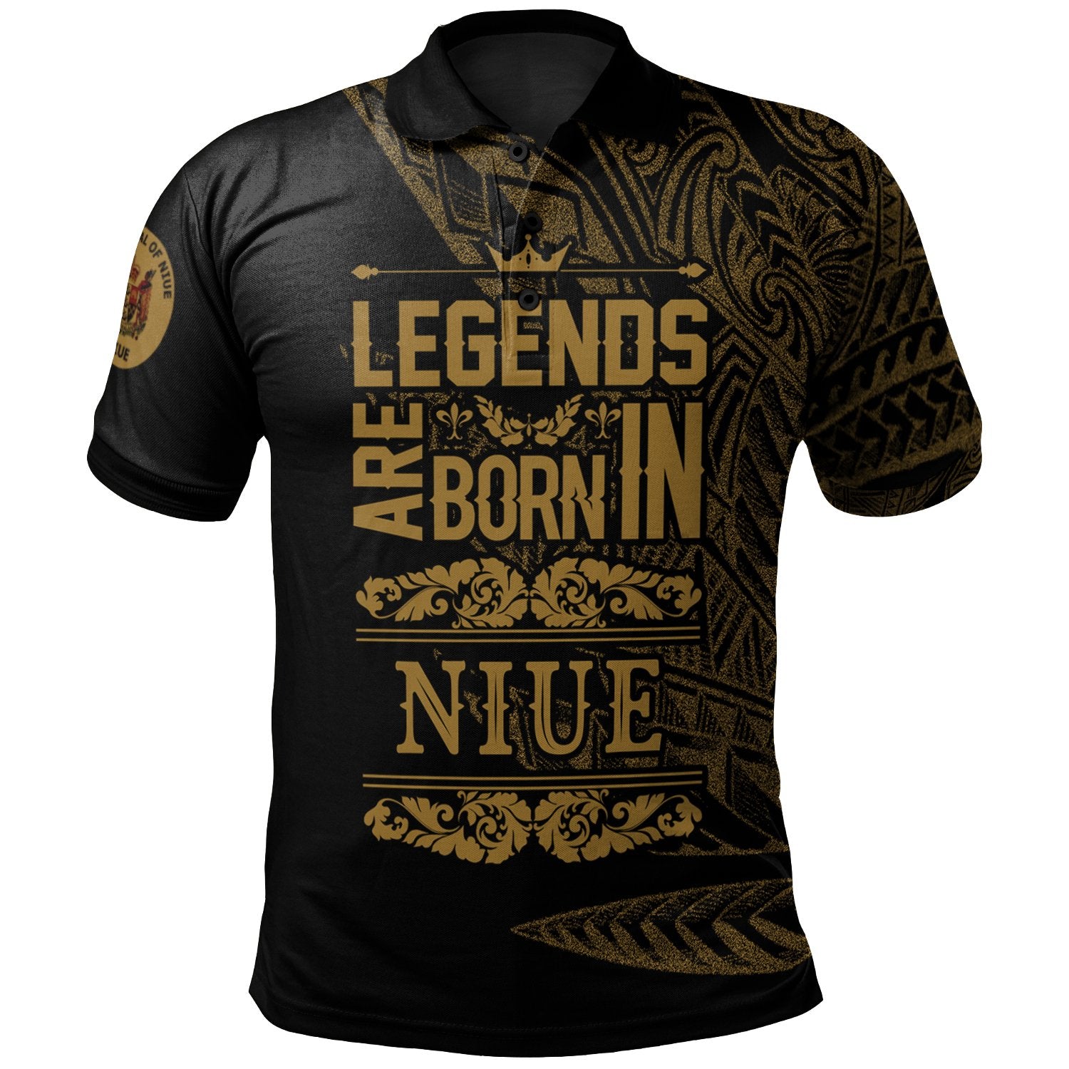 Niue Polo Shirt Legends Are Born In Gold Color Unisex Gold - Polynesian Pride