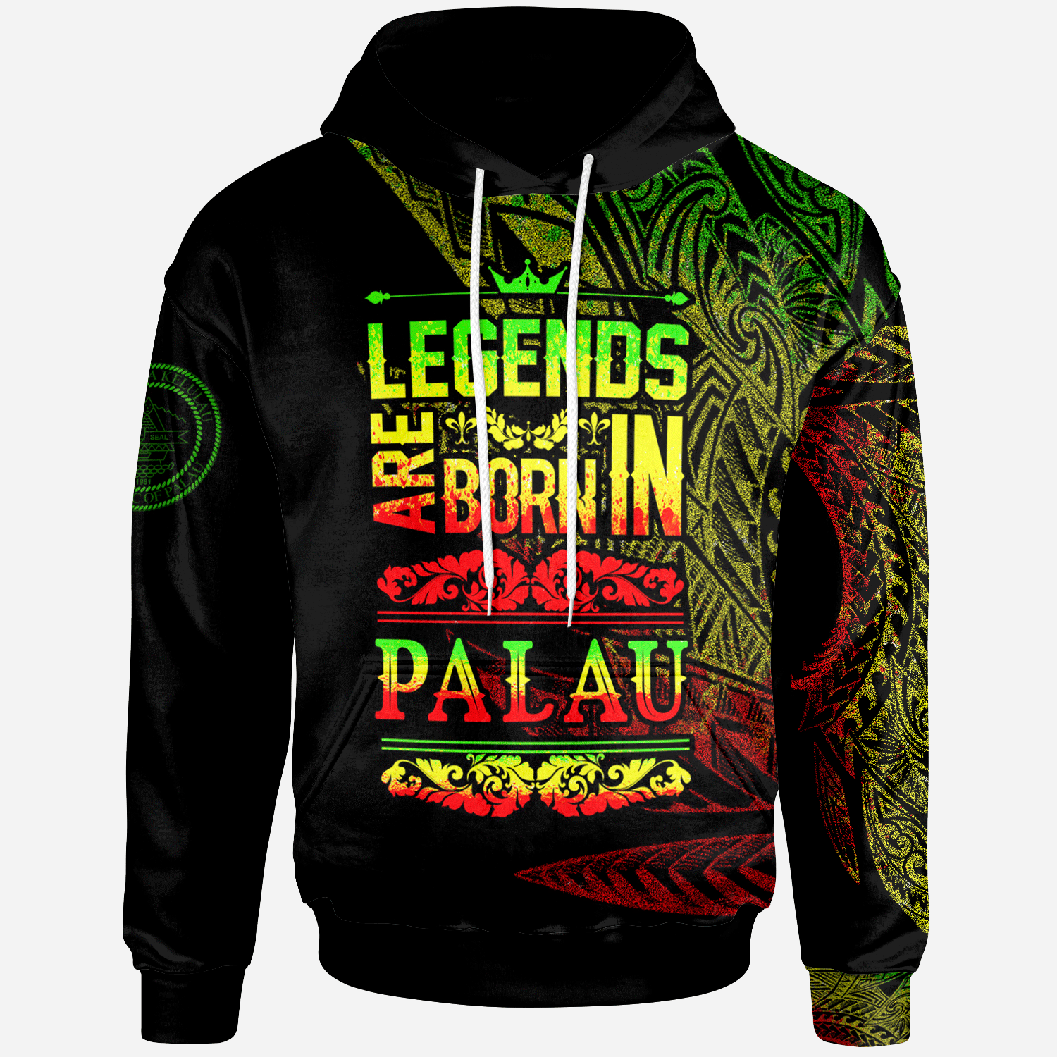 Palau Hoodie Legends Are Born In Reggae Color Unisex Black - Polynesian Pride