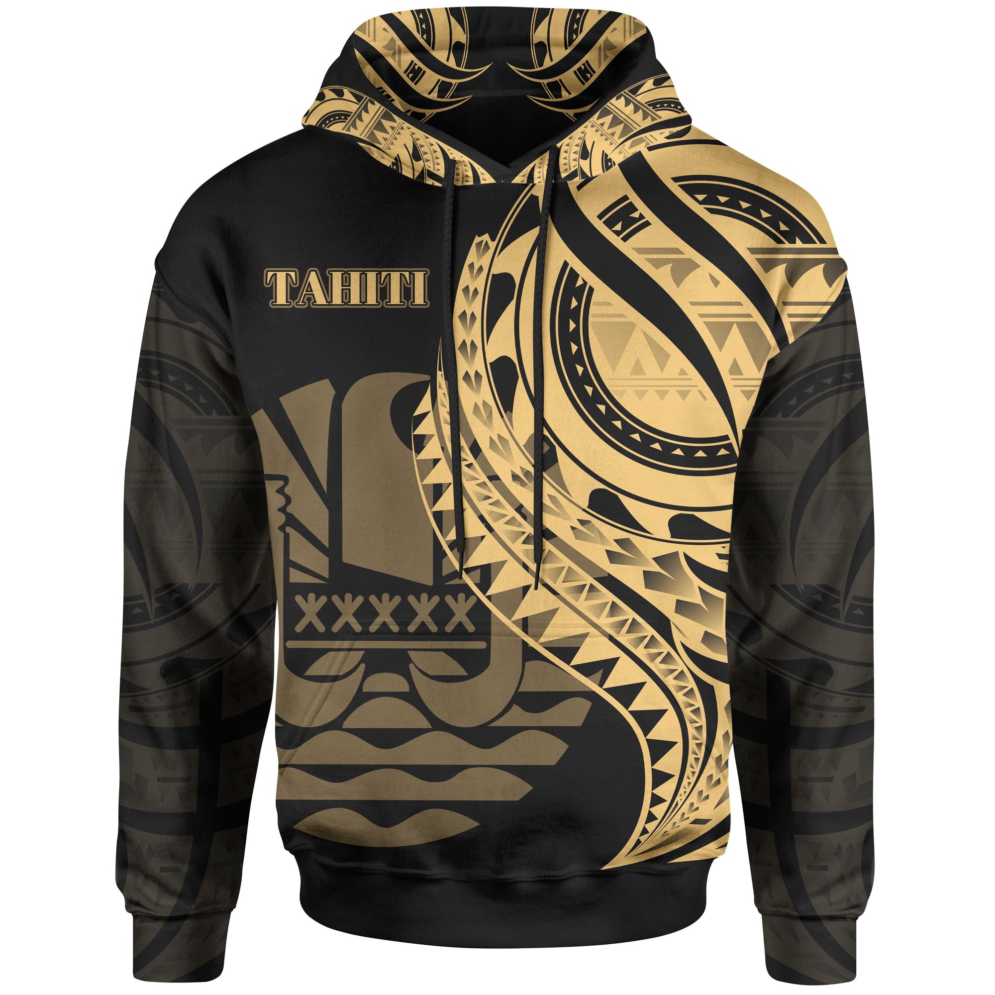 Tahiti Hoodie Gold Polynesian Patterns Best Tahiti Ever Unisex Black - Polynesian Pride