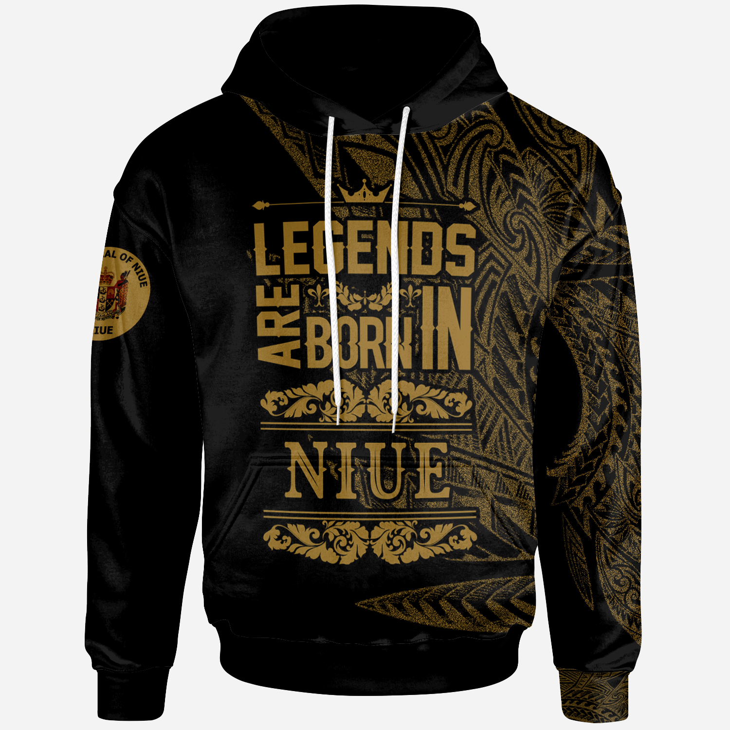 Niue Hoodie Legends Are Born In Gold Color Gold - Polynesian Pride