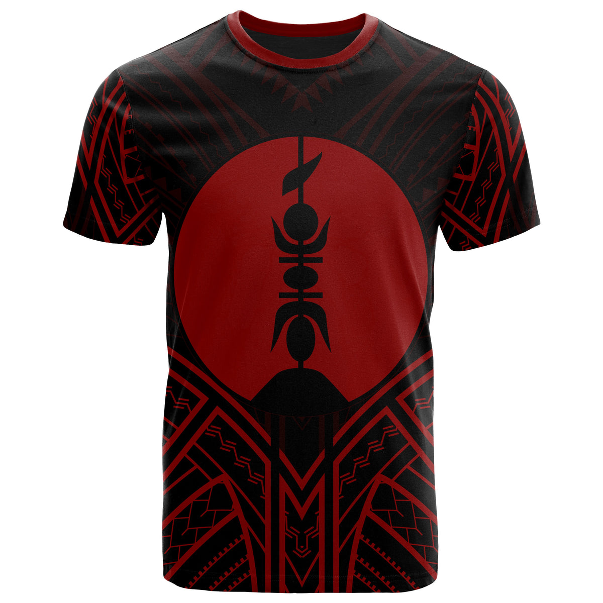 New Caledonia T Shirt New Caledonia Seal Tribal Red Color Patterns Unisex Black - Polynesian Pride
