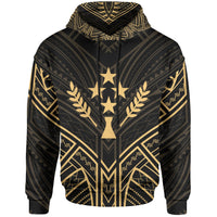 Kosrae State Hoodie Kosrae State Seal Gold Tribal Patterns Unisex Black - Polynesian Pride