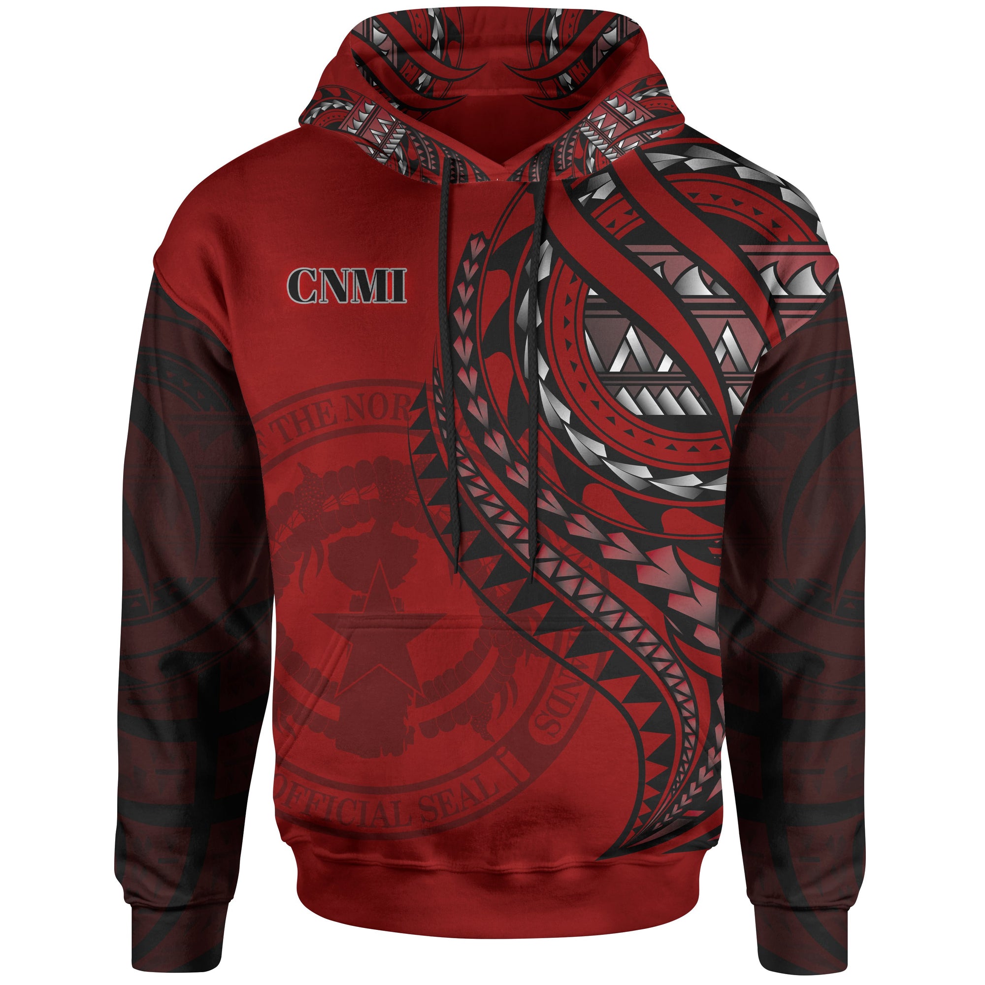 Northern Mariana Islands Hoodie Red Polynesian Patterns Best CNMI Ever Unisex Black - Polynesian Pride