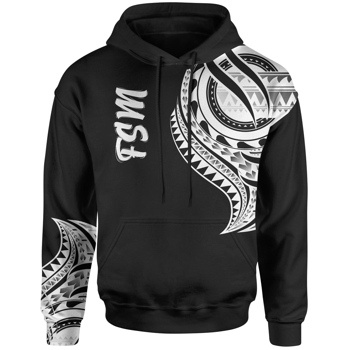 Federated States of Micronesia Hoodie Federated States of Micronesia Tatau White Patterns Unisex Black - Polynesian Pride