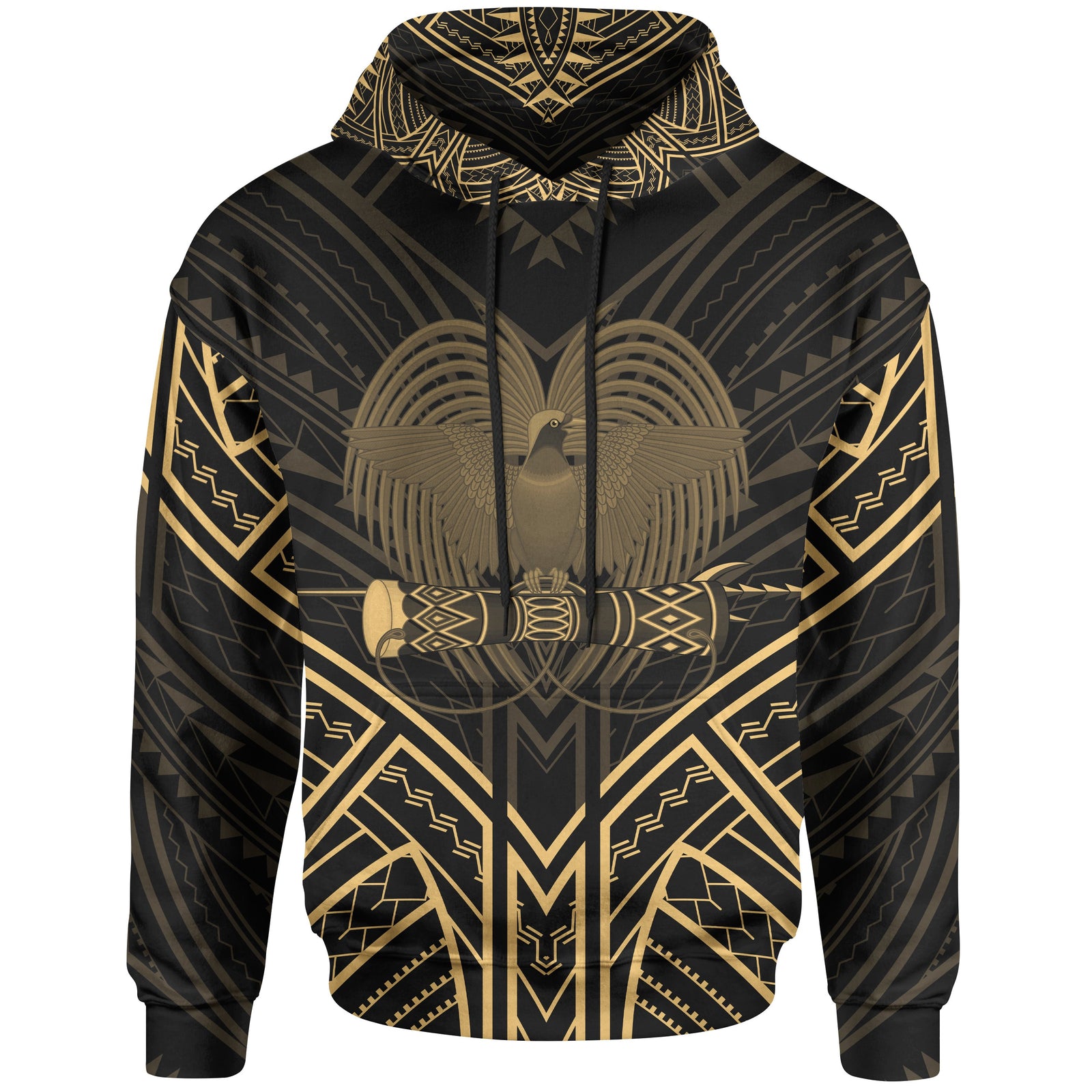 Papua New Guinea Hoodie Papua New Guinea Seal Gold Tribal Patterns Unisex White - Polynesian Pride