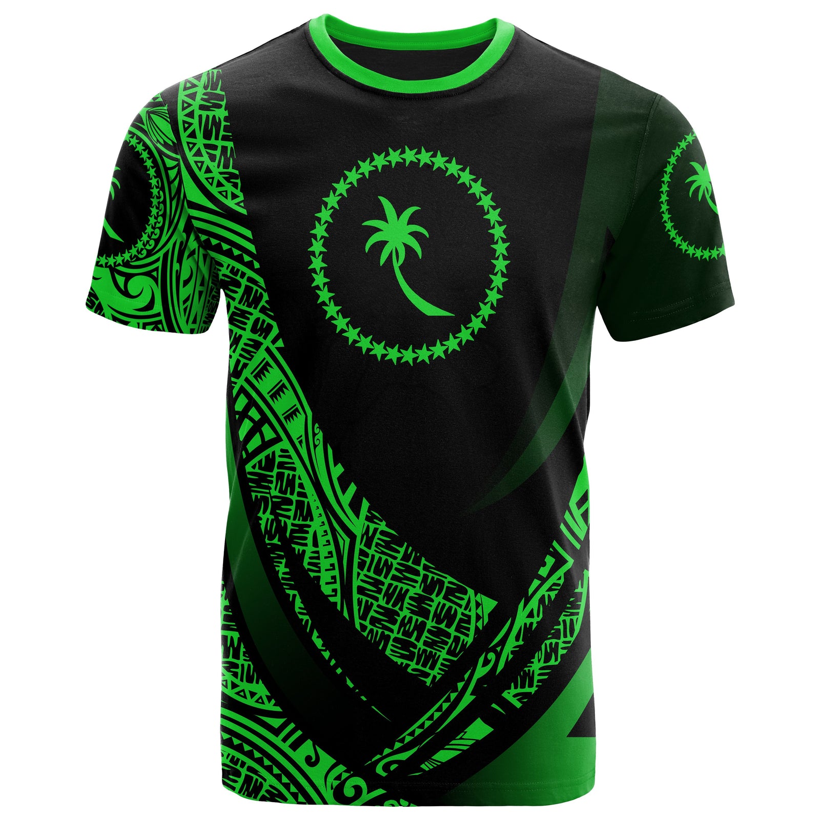 Chuuk State T Shirt Green Polynesian Patterns Sport Style Unisex Black - Polynesian Pride