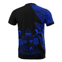 Fiji Custom T Shirt Polynesian Pattern Blue Style - Polynesian Pride