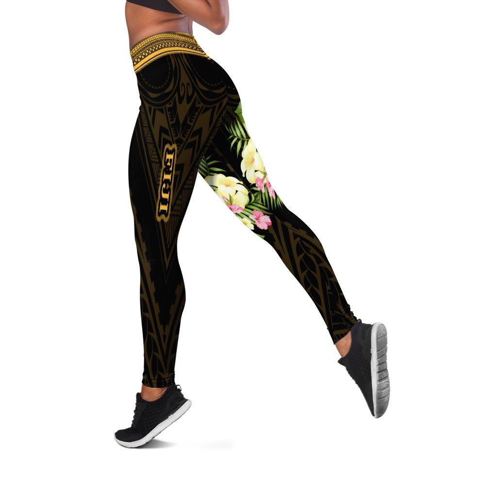 Fiji Leggings - Polynesian Gold Patterns Collection Black - Polynesian Pride