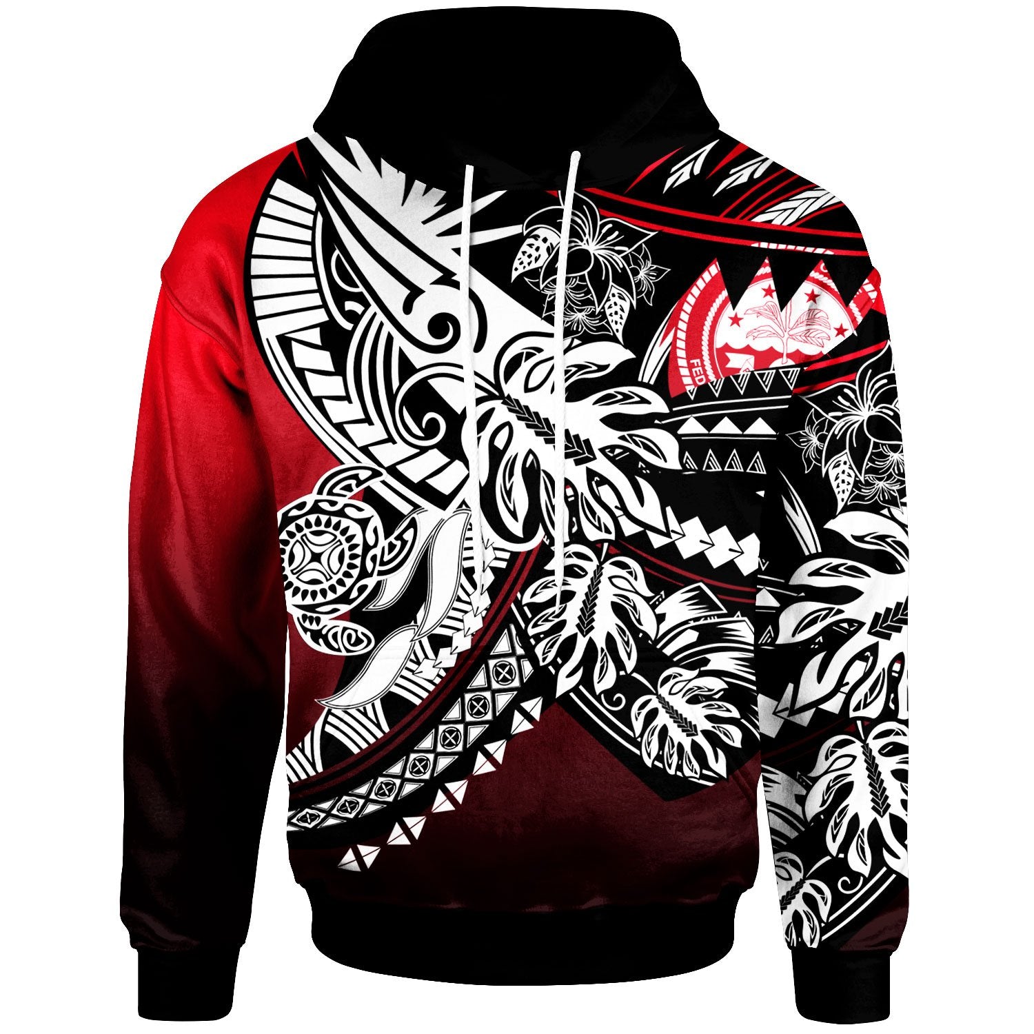 Federated States of Micronesia Hoodie Tribal Jungle Pattern Red Color Unisex Red - Polynesian Pride