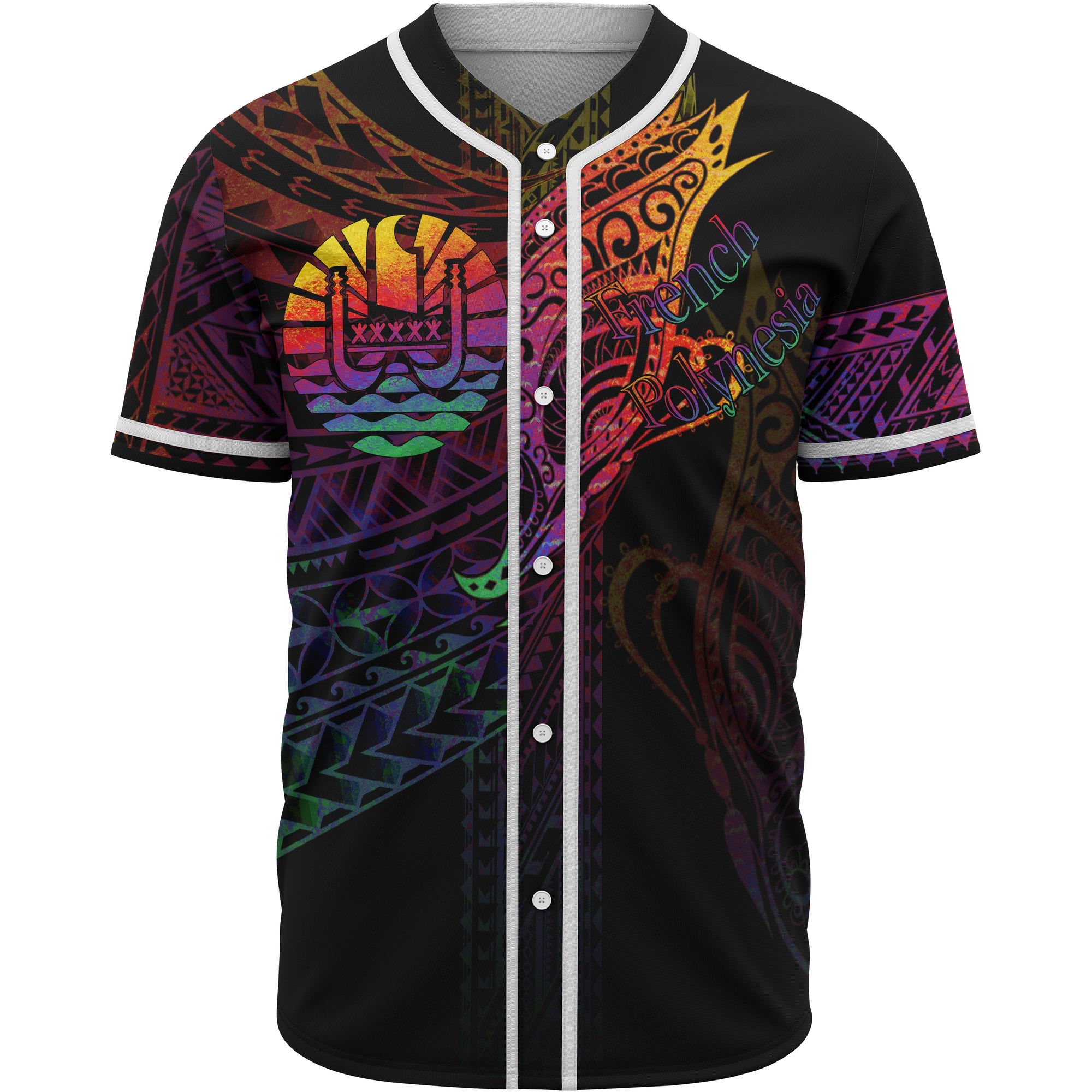 French Polynesia Baseball Shirt - Butterfly Polynesian Style Unisex Black - Polynesian Pride