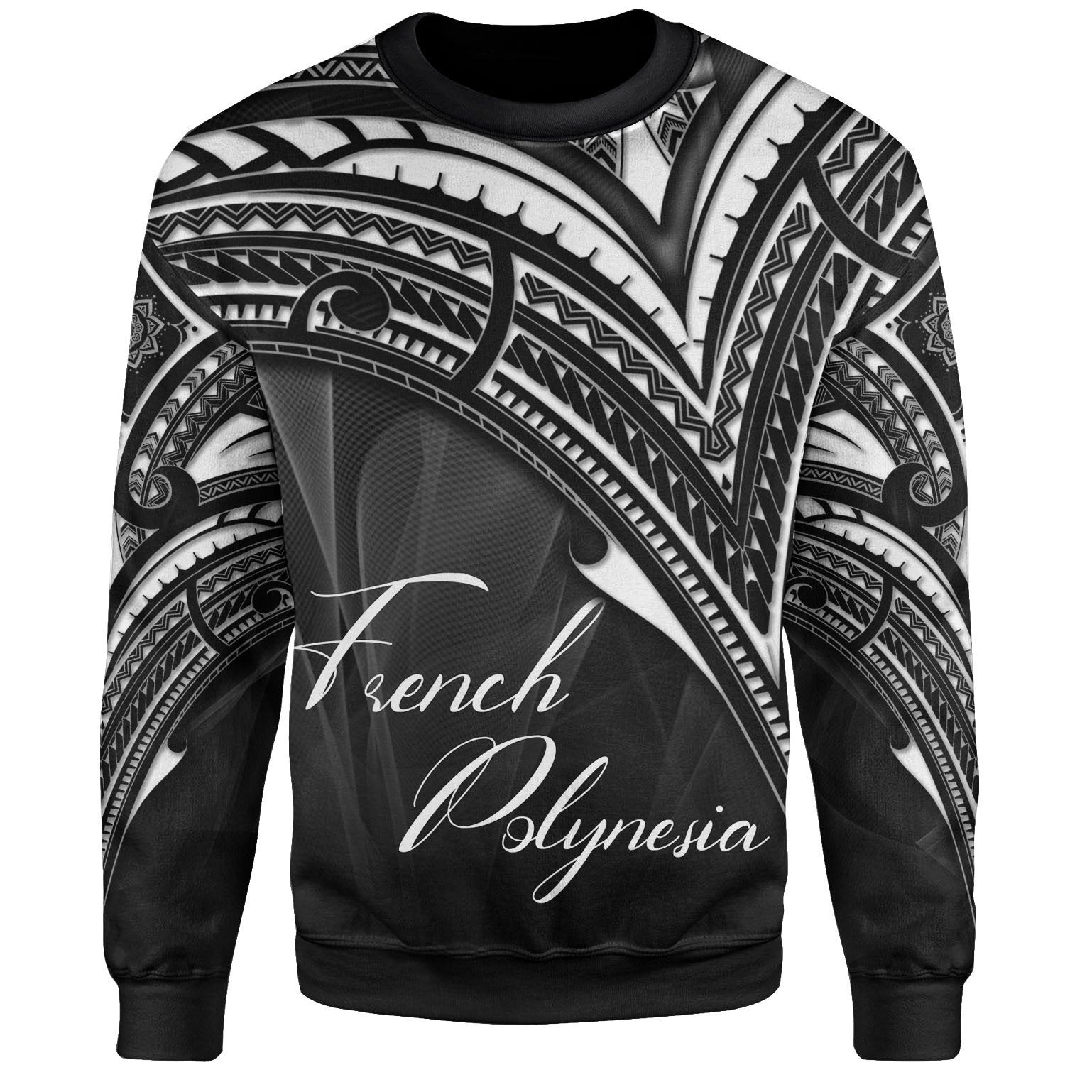 French Polynesia Sweatshirt - Cross Style White Color Unisex Black - Polynesian Pride