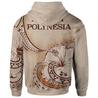 French Polynesia Zip Hoodie Hibiscus Flowers Vintage Style - Polynesian Pride