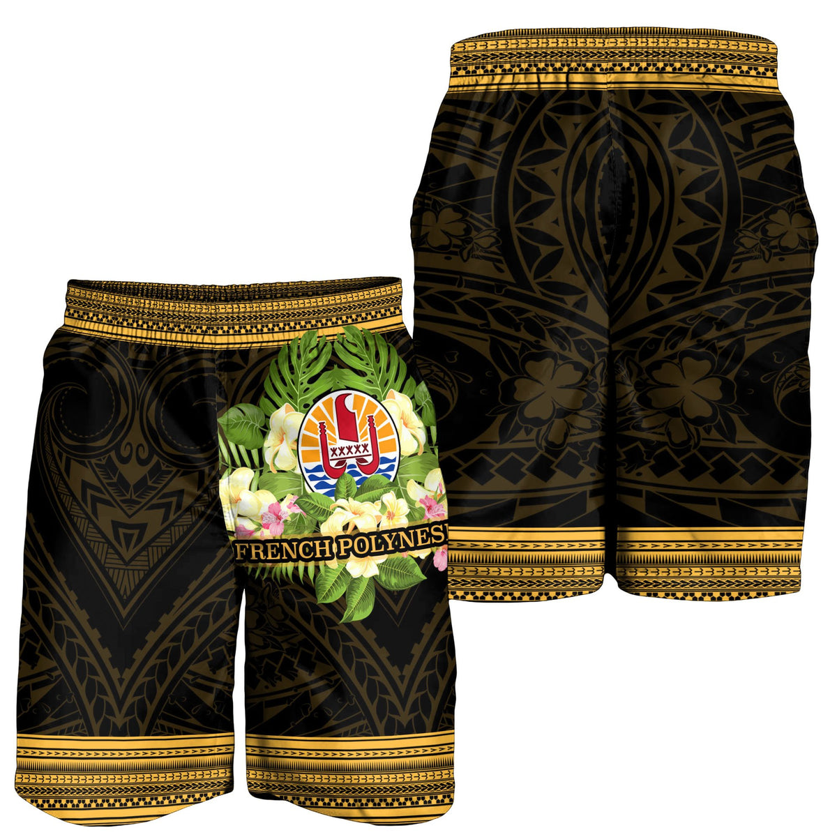 French Polynesia Men's Shorts - Polynesian Gold Patterns Collection - Polynesian Pride