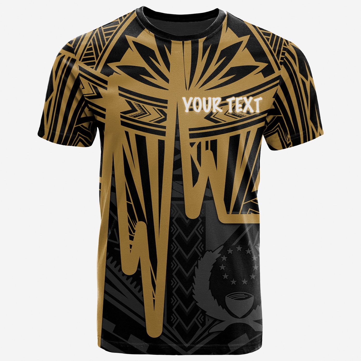 Pohnpei T Shirt Pohnpei Seal In Heartbeat Patterns Style (Gold) Unisex Art - Polynesian Pride