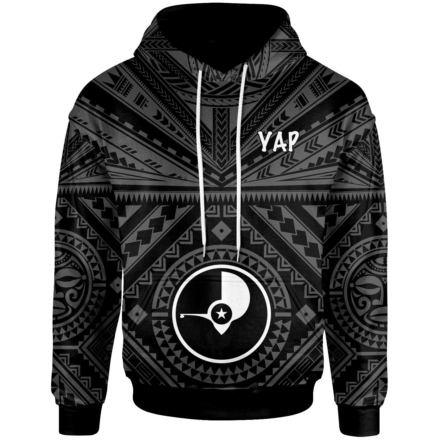 Yap Hoodie Yap Seal With Polynesian Tattoo Style Unisex Black - Polynesian Pride