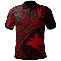 Papua New Guinea Polo Shirt Humpback Whale and Coat of Arms Red Unisex Red - Polynesian Pride
