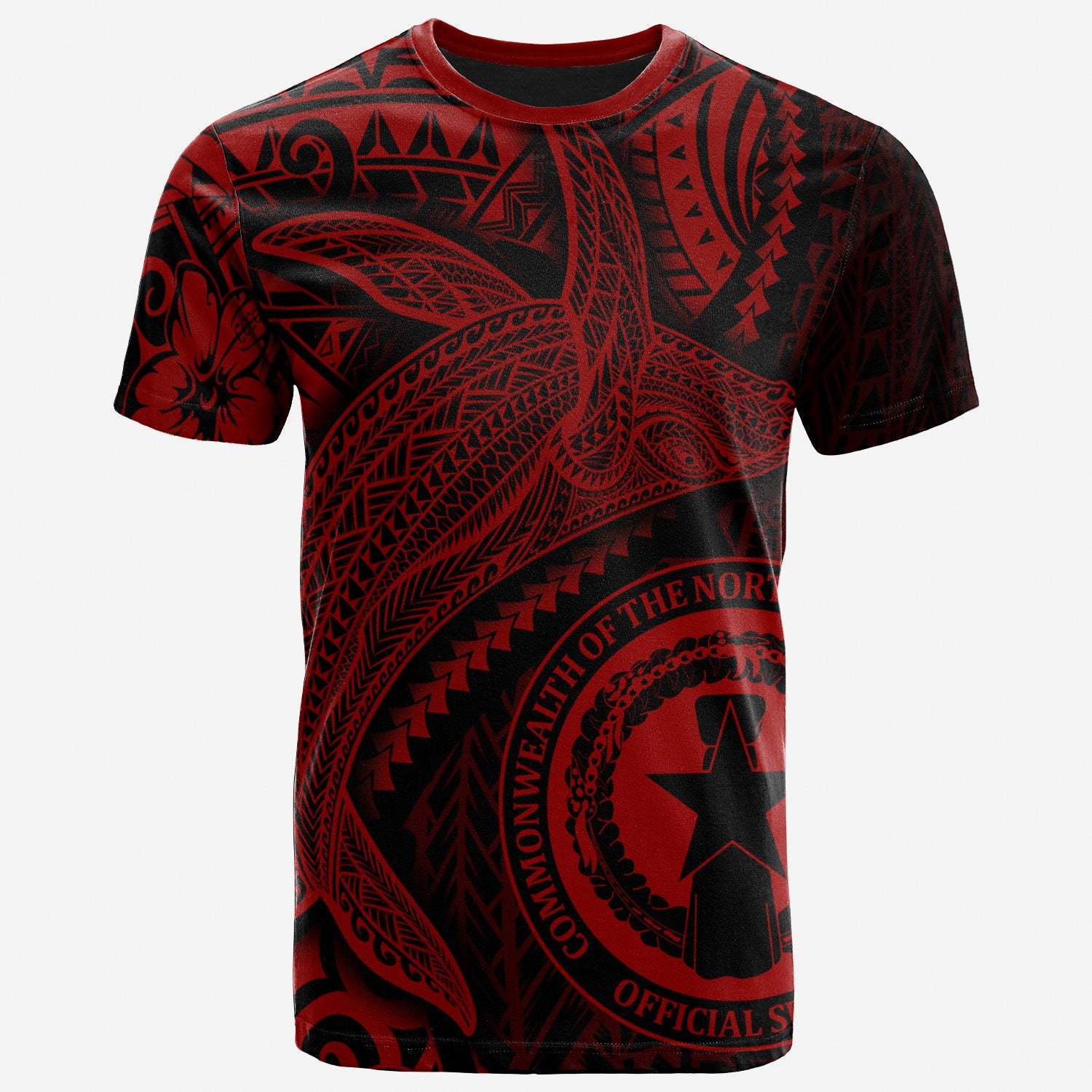 Northern Mariana Islands T Shirt Humpback Whale & Coat of Arms Red Unisex Red - Polynesian Pride