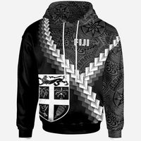 Fiji Hoodie Coat of Arms With Polynesian Tattoo Unisex White - Polynesian Pride