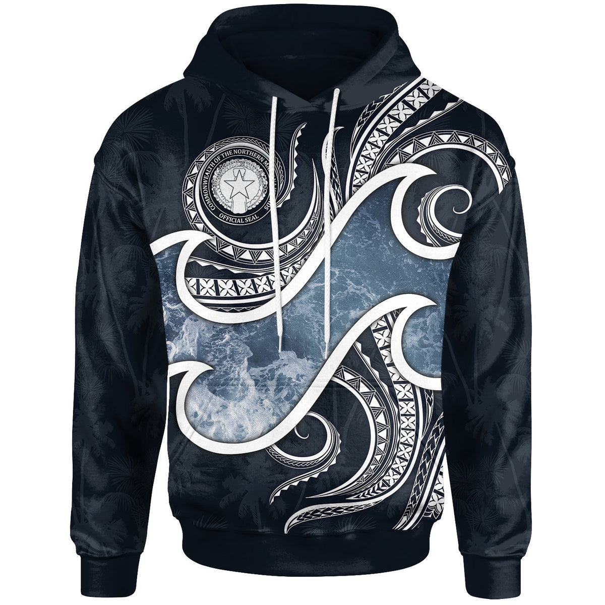 Northern Mariana Islands Polynesian Hoodie Ocean Style Unisex Blue - Polynesian Pride