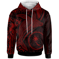 Chuuk Hoodie Humpback Whale & Coat of Arms Red Unisex Red - Polynesian Pride