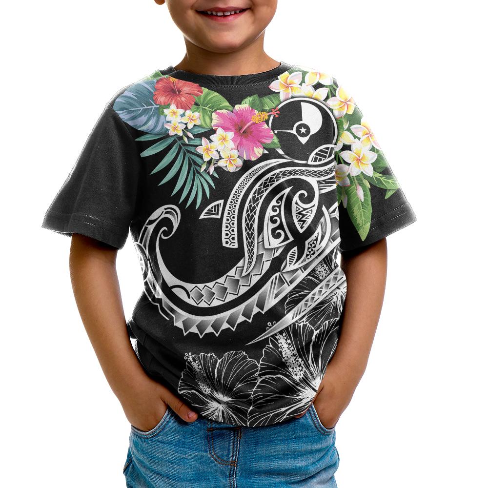 YAP Polynesian T Shirt Summer Plumeria (Black) - Polynesian Pride