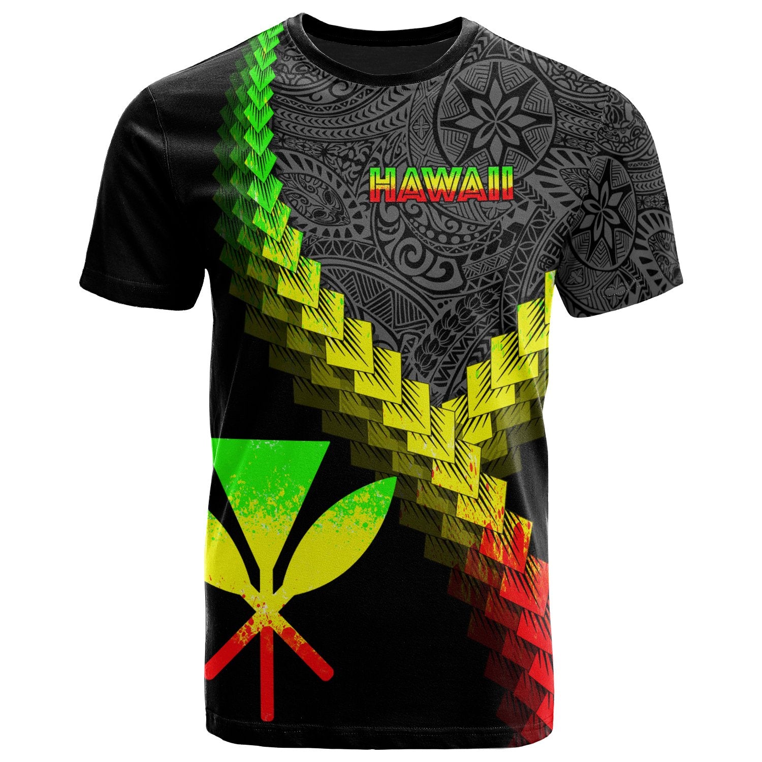 Hawaii Kanaka Maoli T Shirt Hawaii Kanaka Maoli Coat of Arms With Polynesian Tattoo Reggae Unisex Reggae - Polynesian Pride