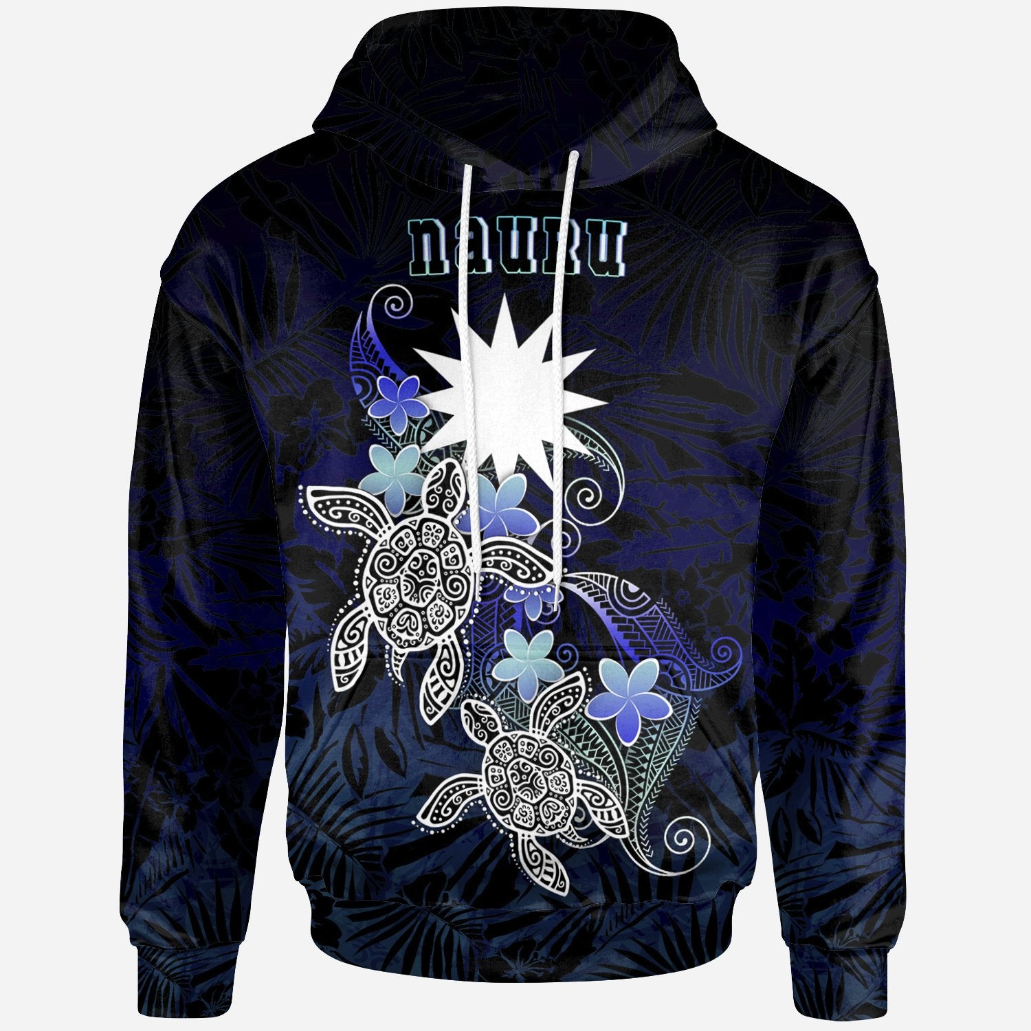 Nauru Polynesian Hoodie Blue Turtle Couple Unisex Blue - Polynesian Pride