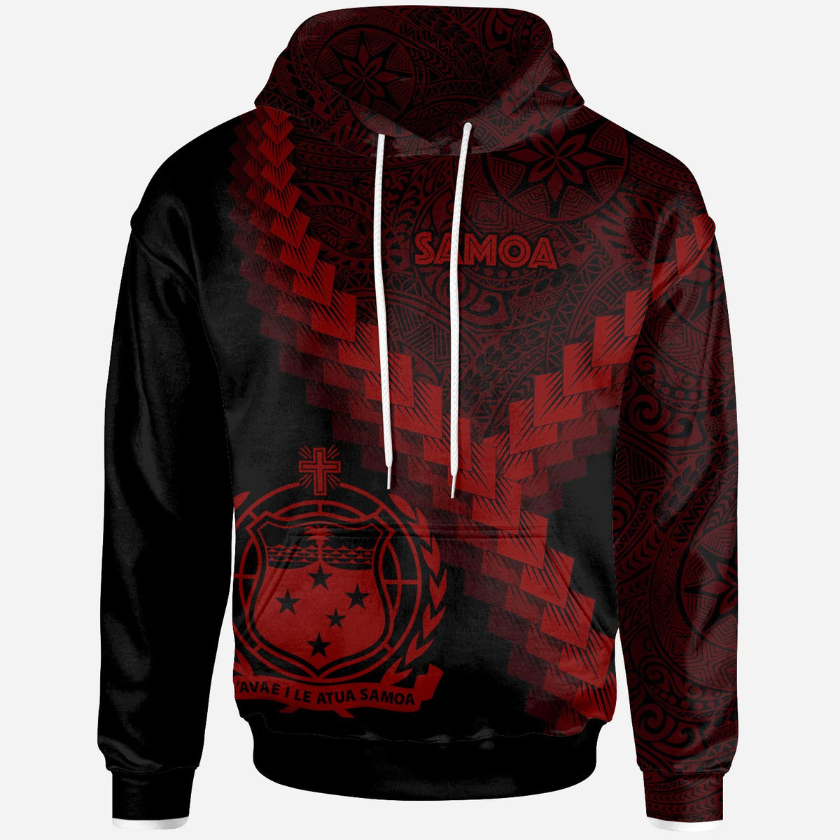 Samoa Hoodie Samoa Coat of Arms With Polynesian Tattoo Red Unisex Red - Polynesian Pride