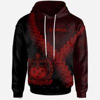 Samoa Hoodie Samoa Coat of Arms With Polynesian Tattoo Red Unisex Red - Polynesian Pride