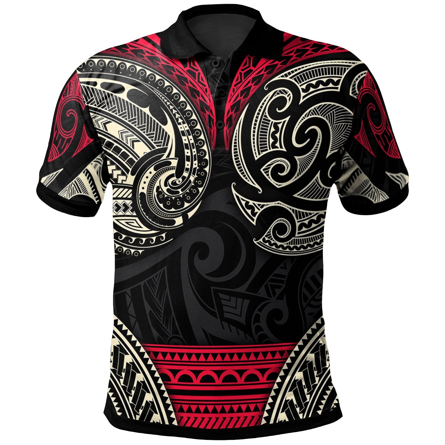 New Zealand Polynesian Polo Shirt Maori Polo Patterns Style Black - Polynesian Pride
