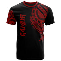 Guam T Shirt Guam Tatau Red Patterns Unisex Black - Polynesian Pride