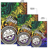 Federated States of Micronesia Custom Personalised Area Rug - Rainbow Polynesian Pattern - Polynesian Pride