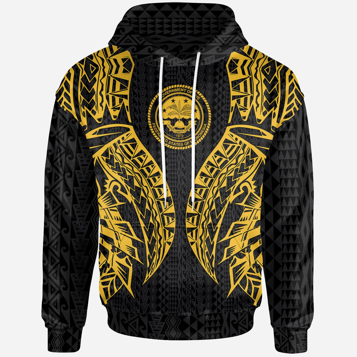 Federated States of Micronesia Hoodie Micronesian Lion Head Gold Style Unisex Gold - Polynesian Pride