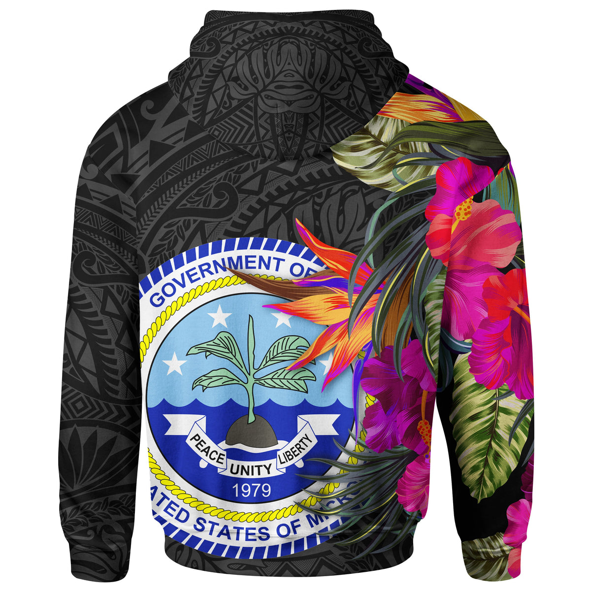 Federated States of Micronesia Hoodie Hibiscus Polynesian Pattern - Polynesian Pride