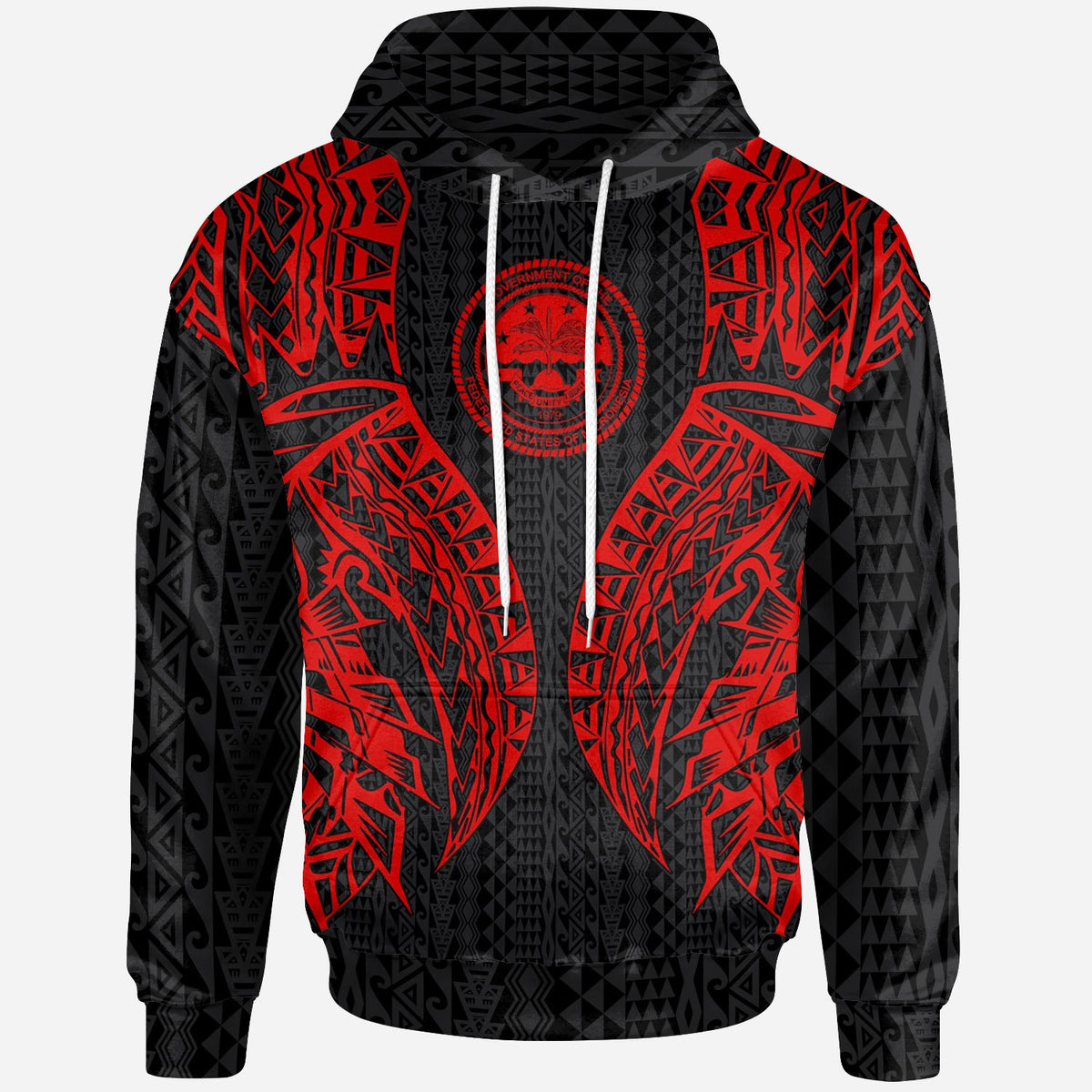 Federated States of Micronesia Hoodie Micronesian Lion Head Red Style Unisex Red - Polynesian Pride
