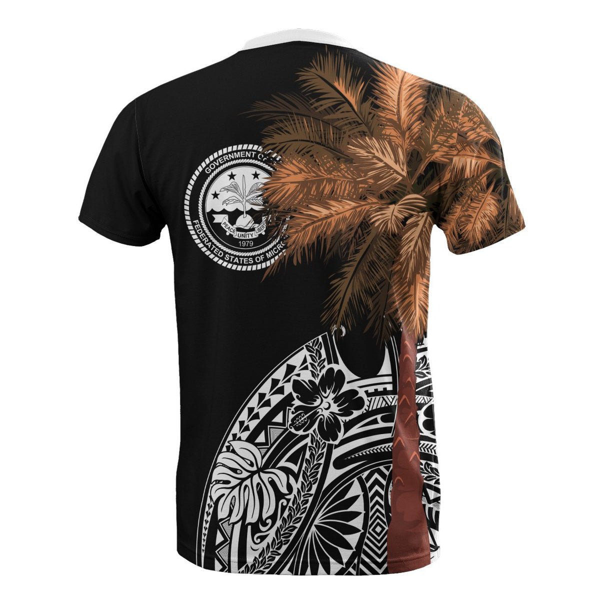 Federated States of Micronesia T Shirt Micronesian Palm Tree Black - Polynesian Pride