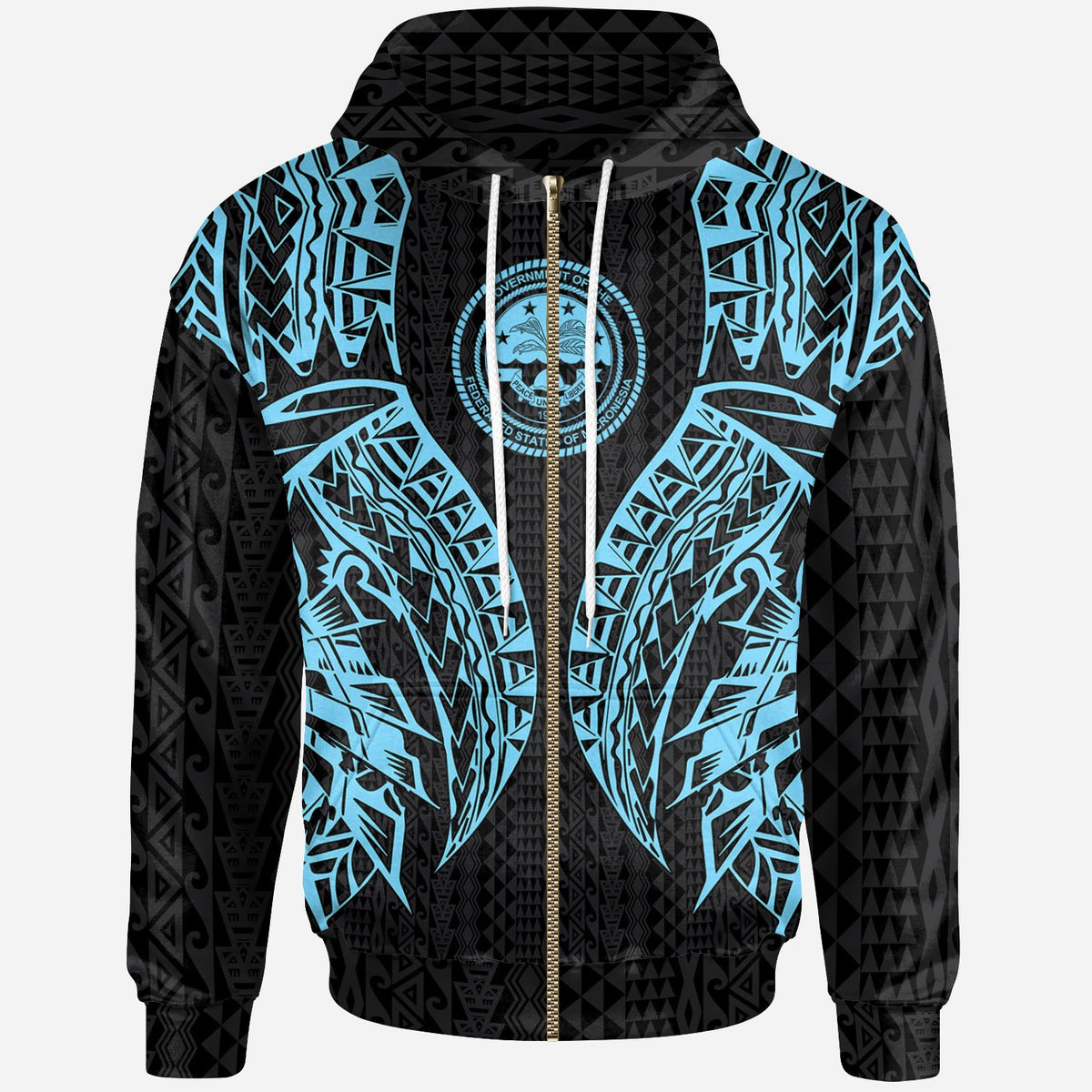 Federated States of Micronesia Zip up Hoodie Polynesian Lion Head Neon Style Unisex Neon - Polynesian Pride