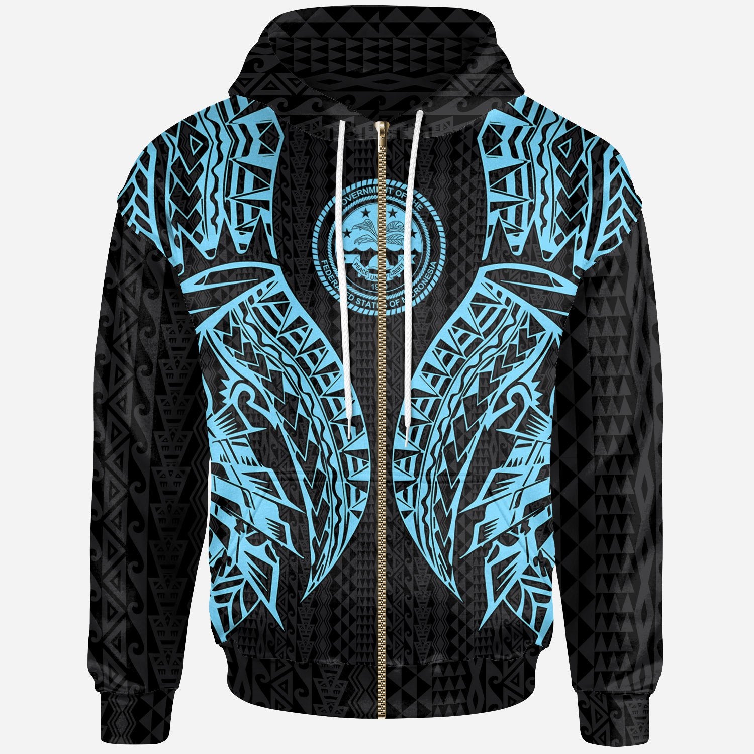 Federated States of Micronesia Zip up Hoodie Polynesian Lion Head Neon Style Unisex Neon - Polynesian Pride