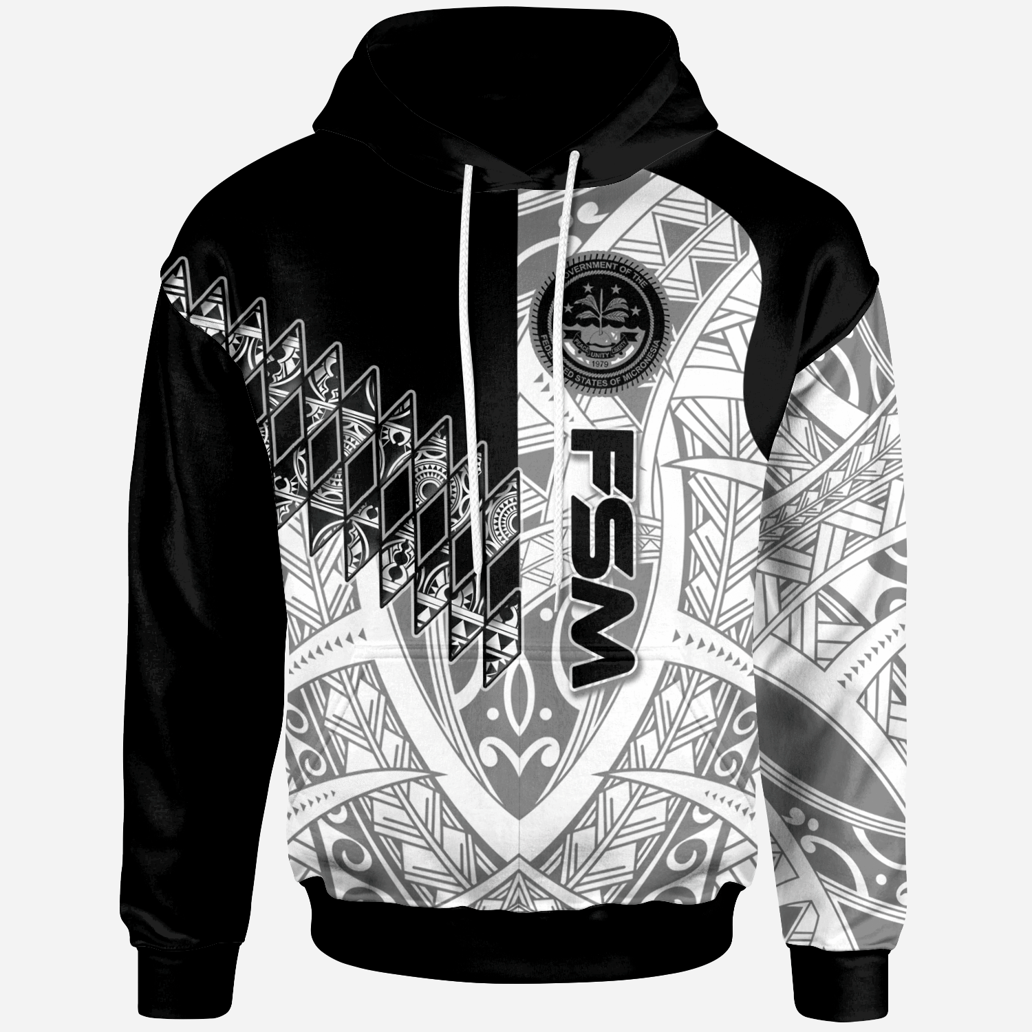 Federated States of Micronesia Hoodie Symmetry Style Unisex Black - Polynesian Pride